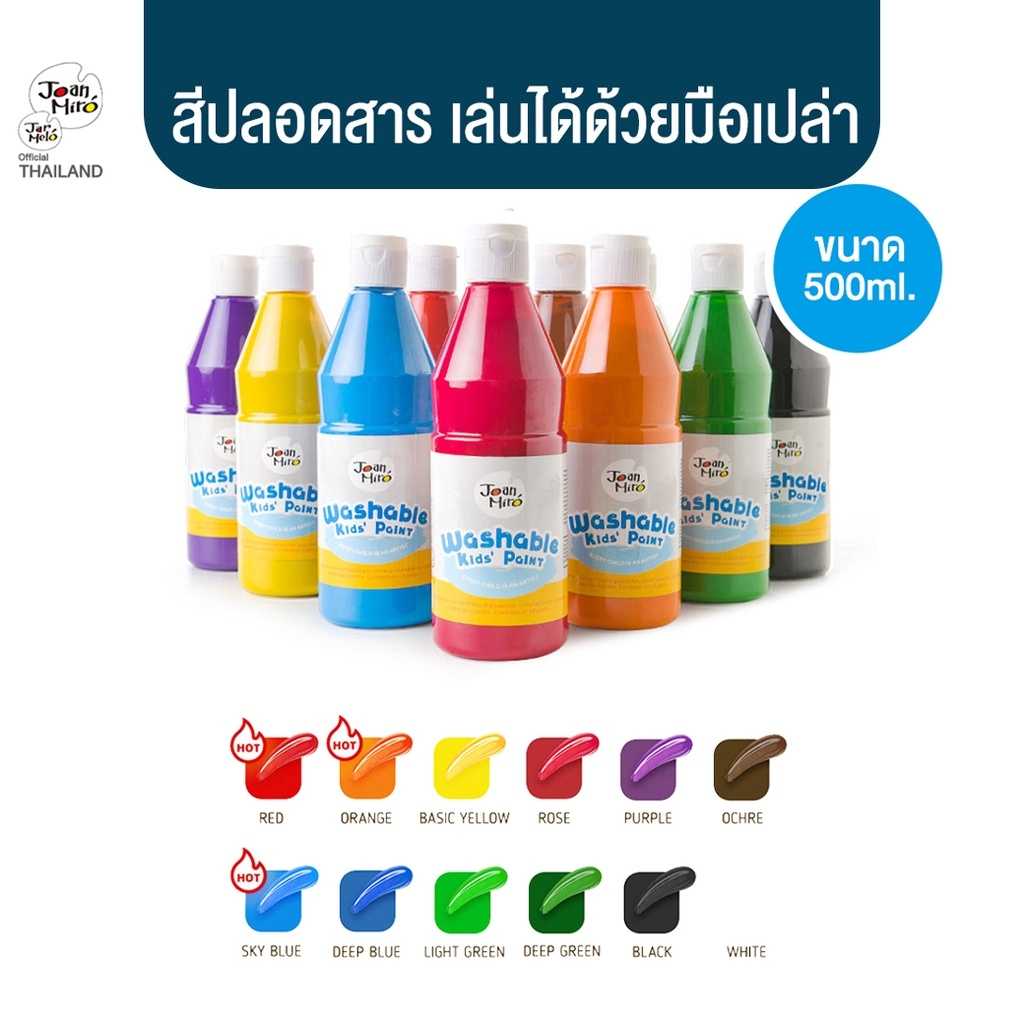 สีไร้สารพิษสำหรับเด็ก ล้างทำความสะอาดได้ Joan Miro Finger Paint  Washable Kid's Point ( 500 ml.)