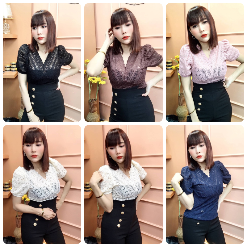 เสื้อลูกไม้แขนสั้น ส2