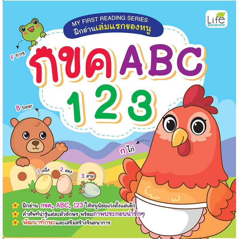 (INSPAL) หนังสือ MY FIRST READING SERIES ฝึกอ่านเล่มแรกของหนู กขค ABC 123 9786163812926