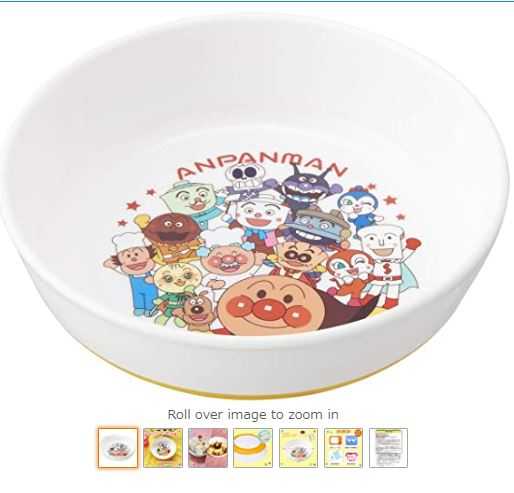 จาน  LEC Anpanman Bowl Dish , มีกันลื่นที่ก้นถ้วย
