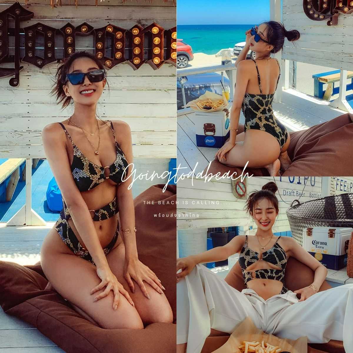 ᴏɴᴇ-ᴘɪᴇᴄᴇ sᴡɪᴍsᴜɪᴛ • ชุดว่ายน้ำวันพีชไฮคัทลายเลื่อมงู แต่งห่วงวงกลมเว้าด้านหน้า sexy มาก
