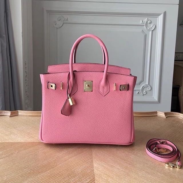 (Pre-order)หนังแท้100% กระเป๋าถือ BK25-BK30 สี Cherry Blossom อะไหล่ทอง