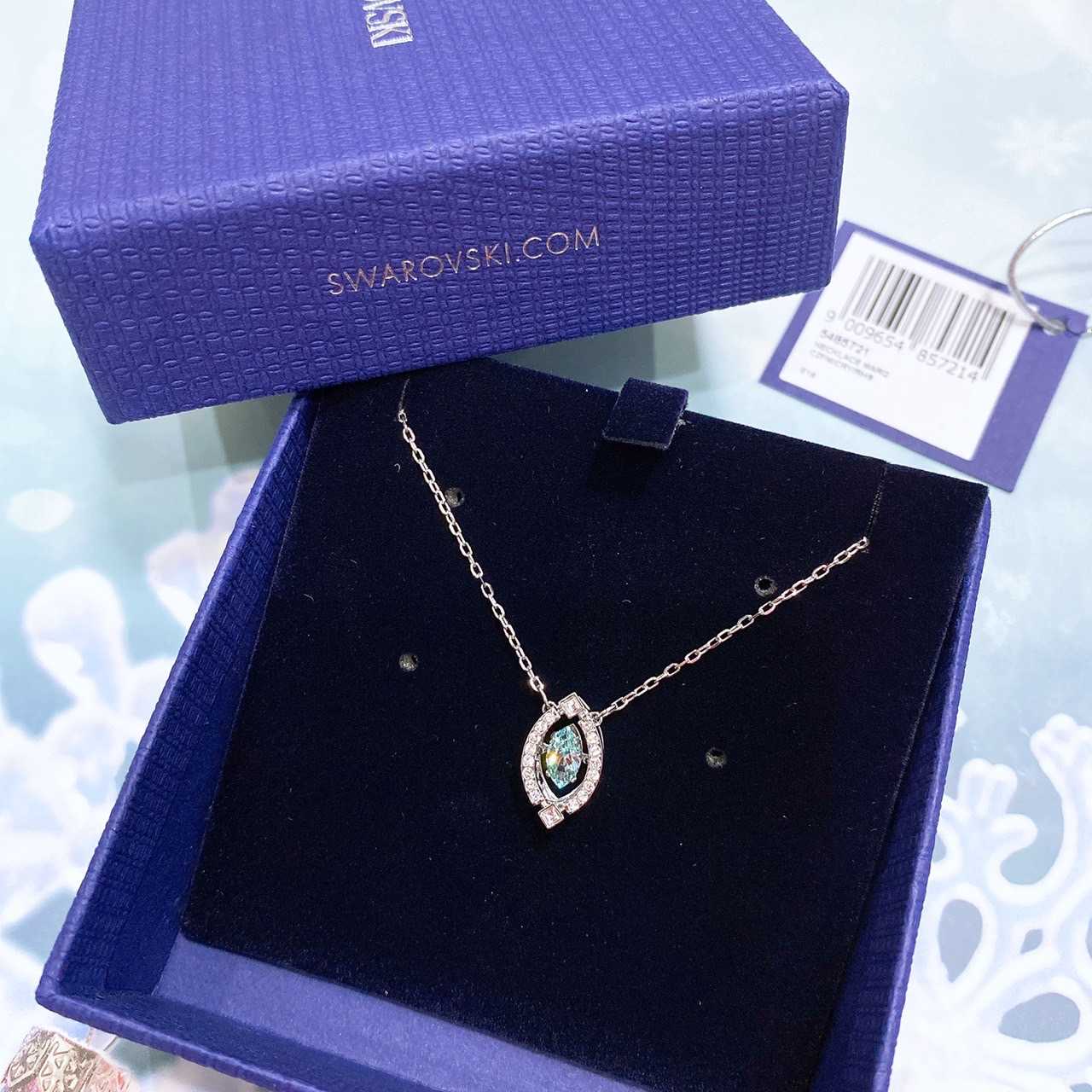 สร้อยคอ SWAROVSKI Sparkling Dance necklace Green, Rhodium plated 5485721