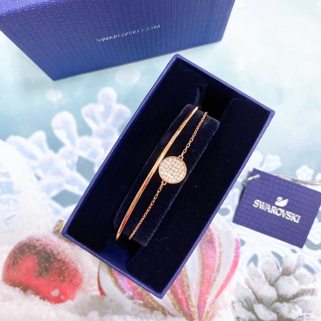 สร้อยข้อมือ SWAROVSKI 5274892 Ginger bangle White, Rose gold-tone plated