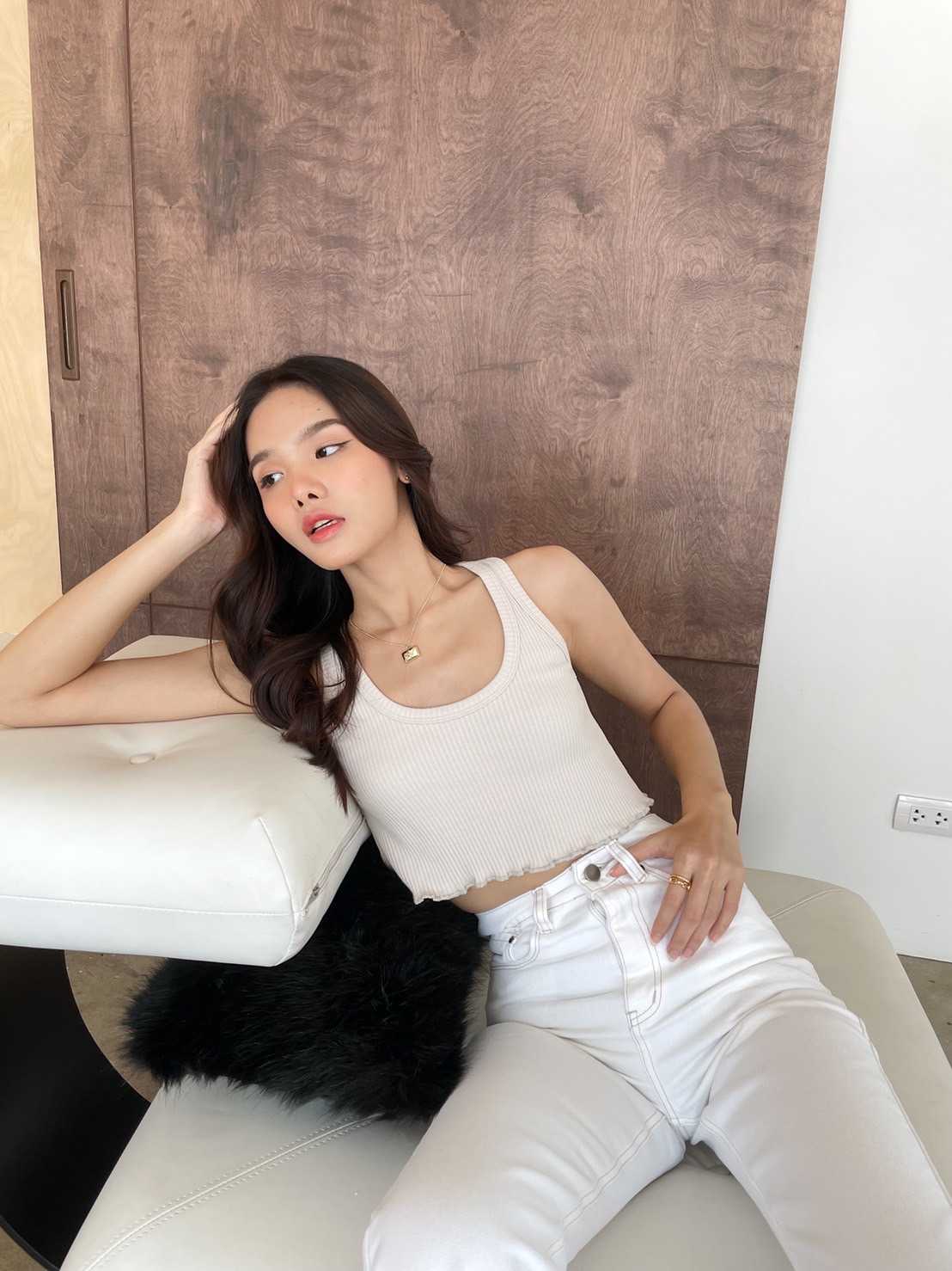 (HUSSA Styles) Found Crop Top -Almondmilk