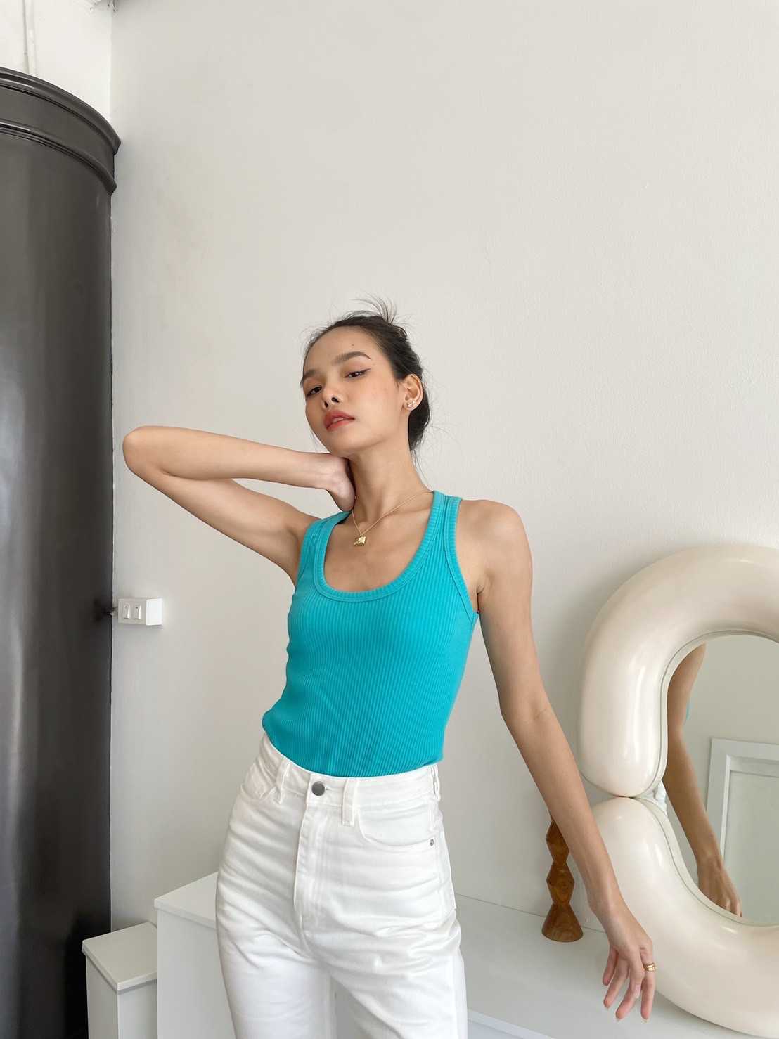 (HUSSA Styles) Found Top -Aquablue