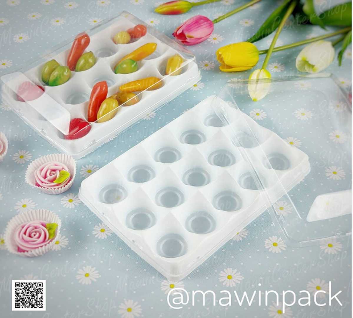 P101BX206WH กล่องเปี๊ยะ 15ช่องฐานใส รุ่นวิน(ห่อ50ชุด ลัง 400 ชุด)