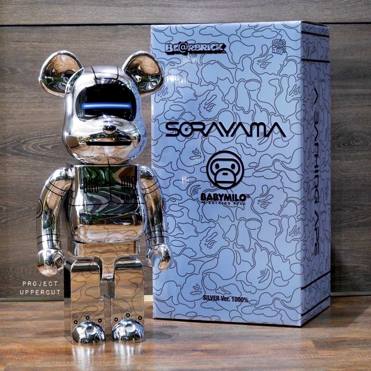 BE@RBRICK 1000% SORAYAMA x BAPE® : Baby Milo - Silver Ver. [New]