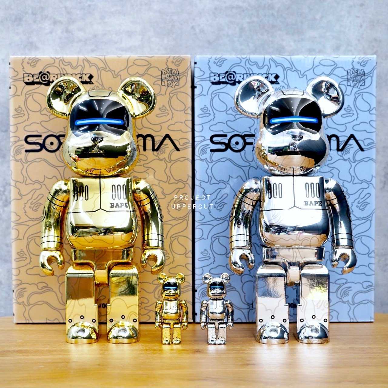 BE@RBRICK  400%+100% SORAYAMA x BAPE® : Baby Milo - Gold & Silver Ver. [New]