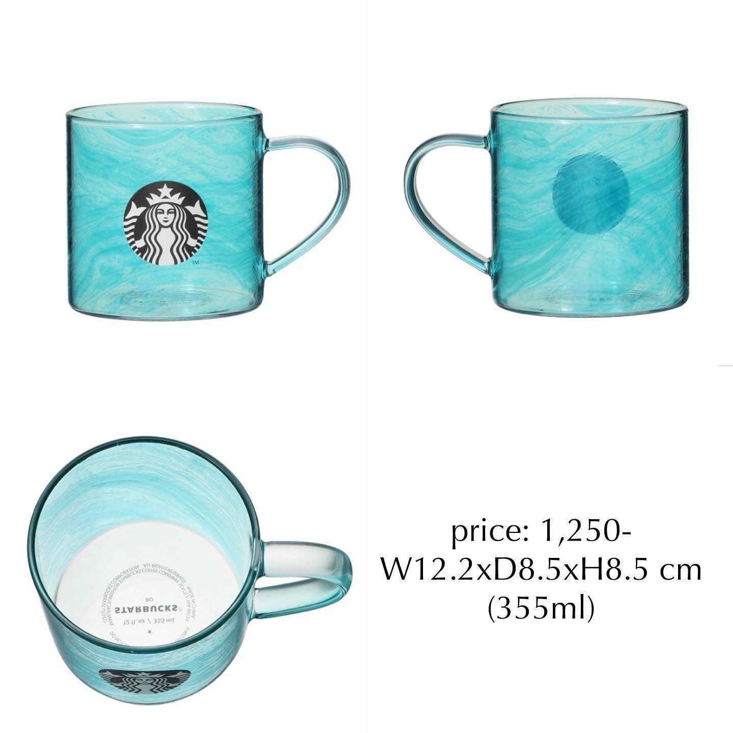 ♡starbucks japan ocean wave glass mug (355ml)
