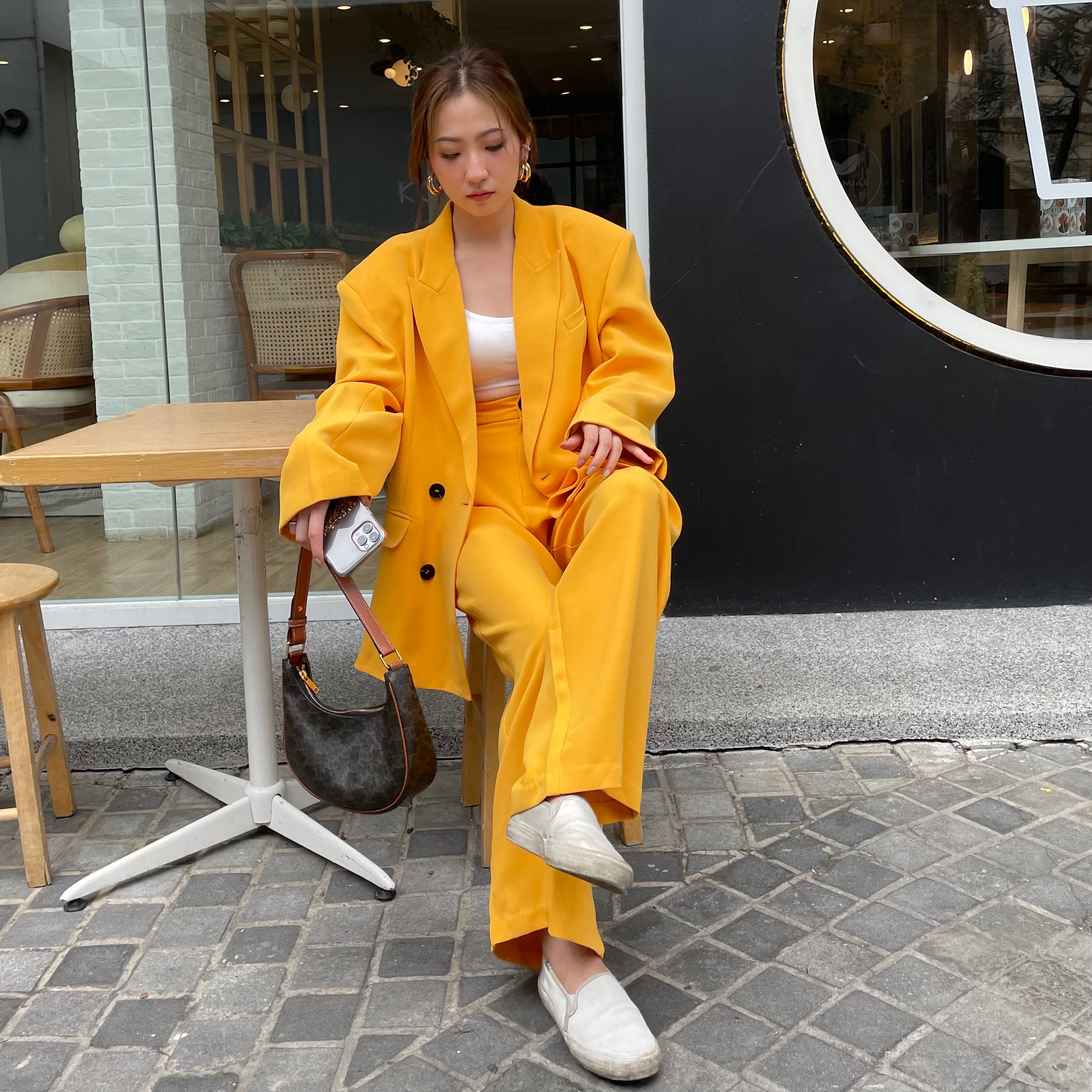 Mustard blazer set - size S M
