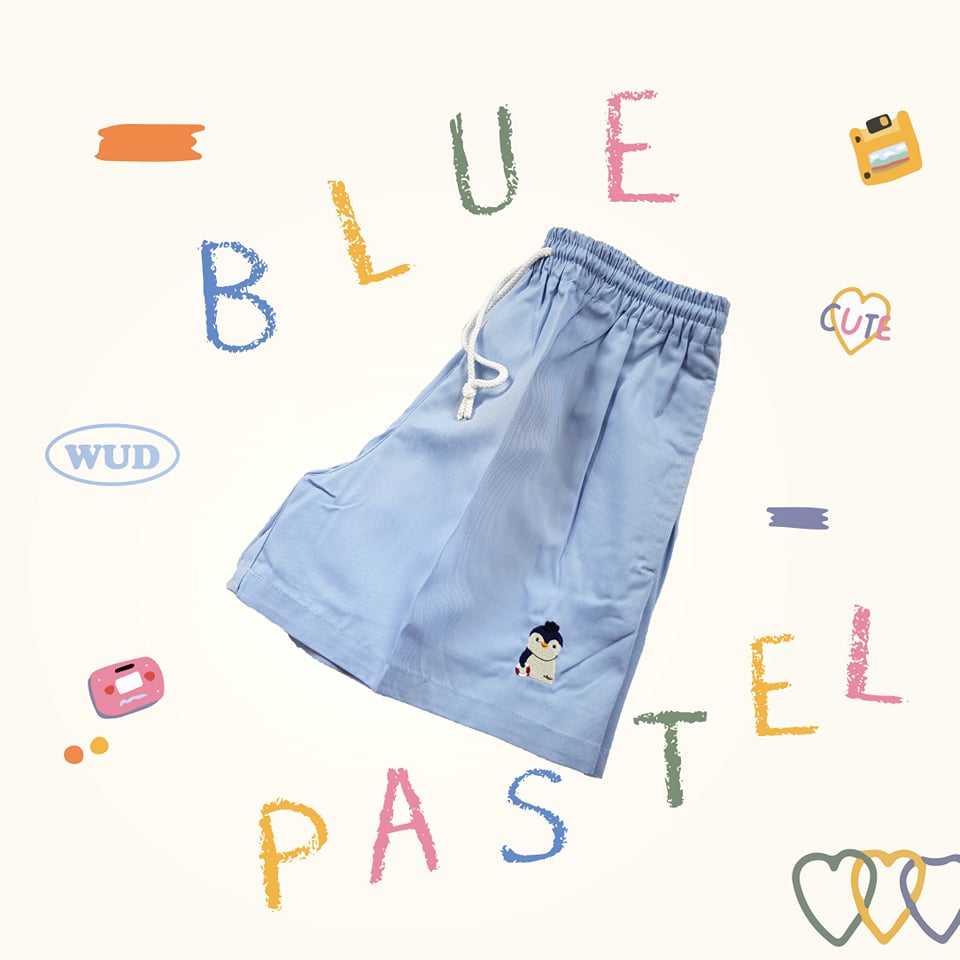 Basic shorts - กางเกงขาสั้นเอวยางยืด (ลายปัก Penguin)