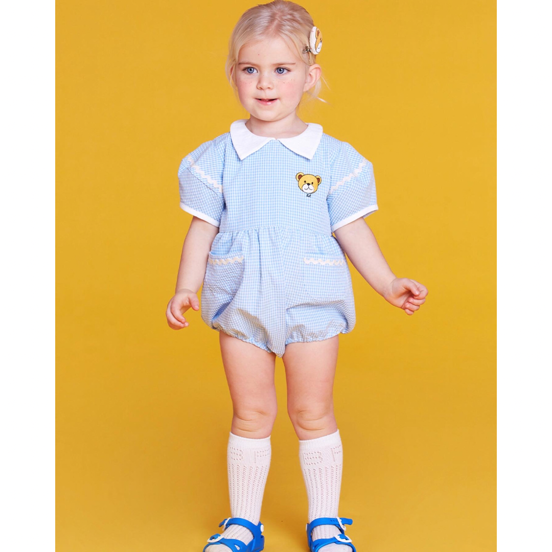 Famille Bear Baby Gingham Check Bodysuit