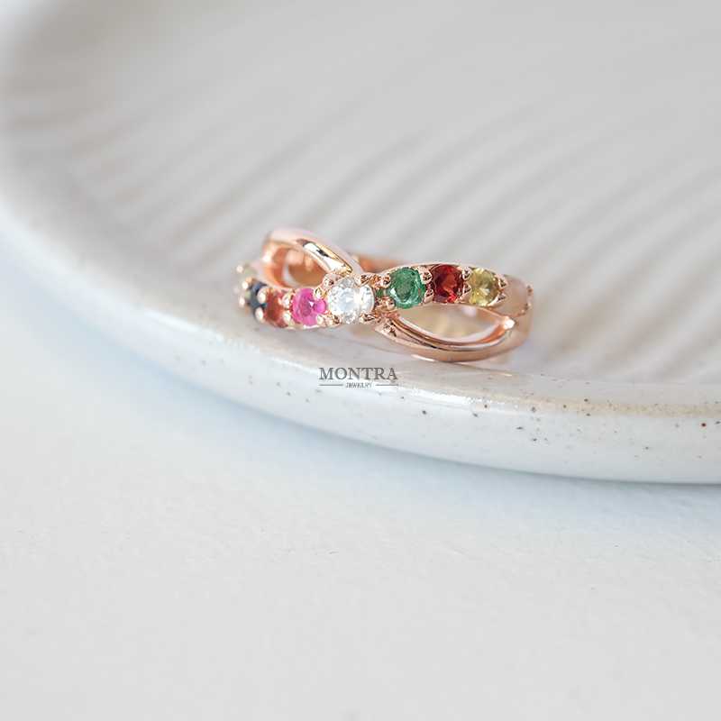 [Pre-Order] แหวนนพเก้า แหวนอินฟินิตี้ แหวนพลอยแท้เสริมดวง แหวนเงินแท้ S925 by Montra Jewelry