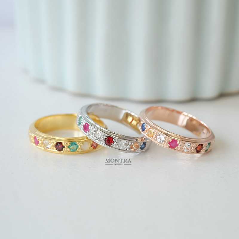 [Pre-Order] แหวนนพเก้า แหวนพลอยแท้ แหวนพลอยแท้เสริมดวง แหวนเงินแท้ S925 by Montra Jewelry