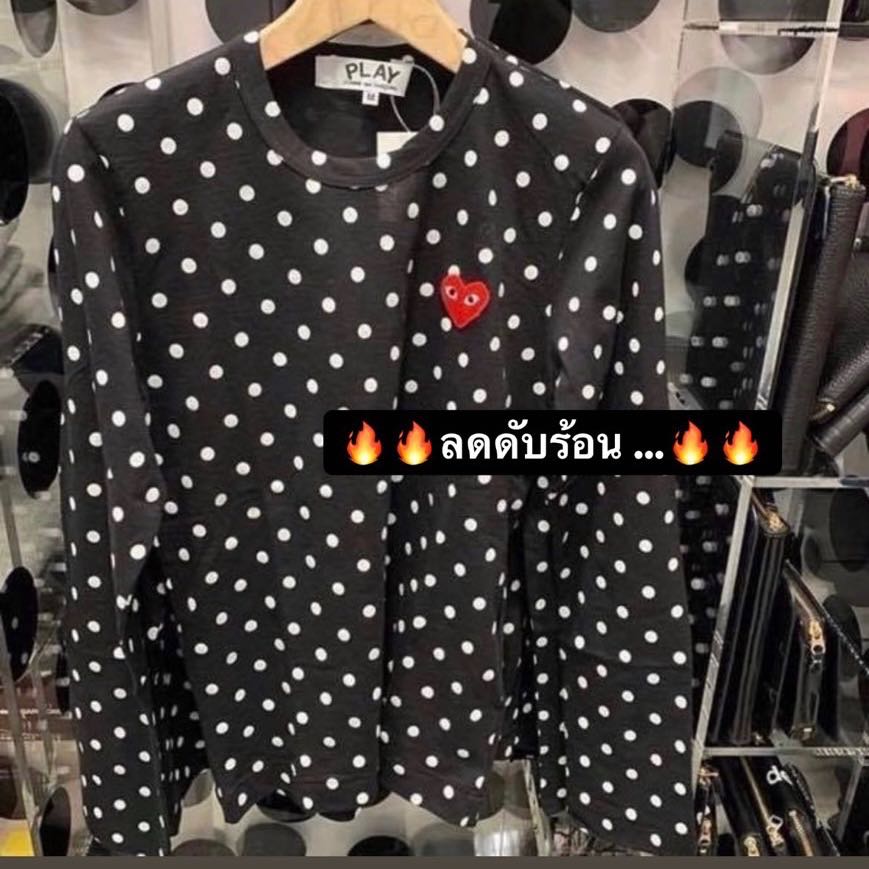 PLAY COMME des GARÇONS : เสื้อยืด Play Comme ลายจุดหัวใจแดง (ของแท้จากญี่ปุ่น 100%)