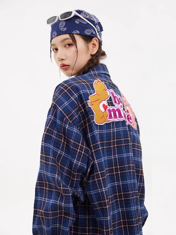 [Pre] AmonsterXCarebears เสื้อเชิ้ตแขนยาวสก็อต