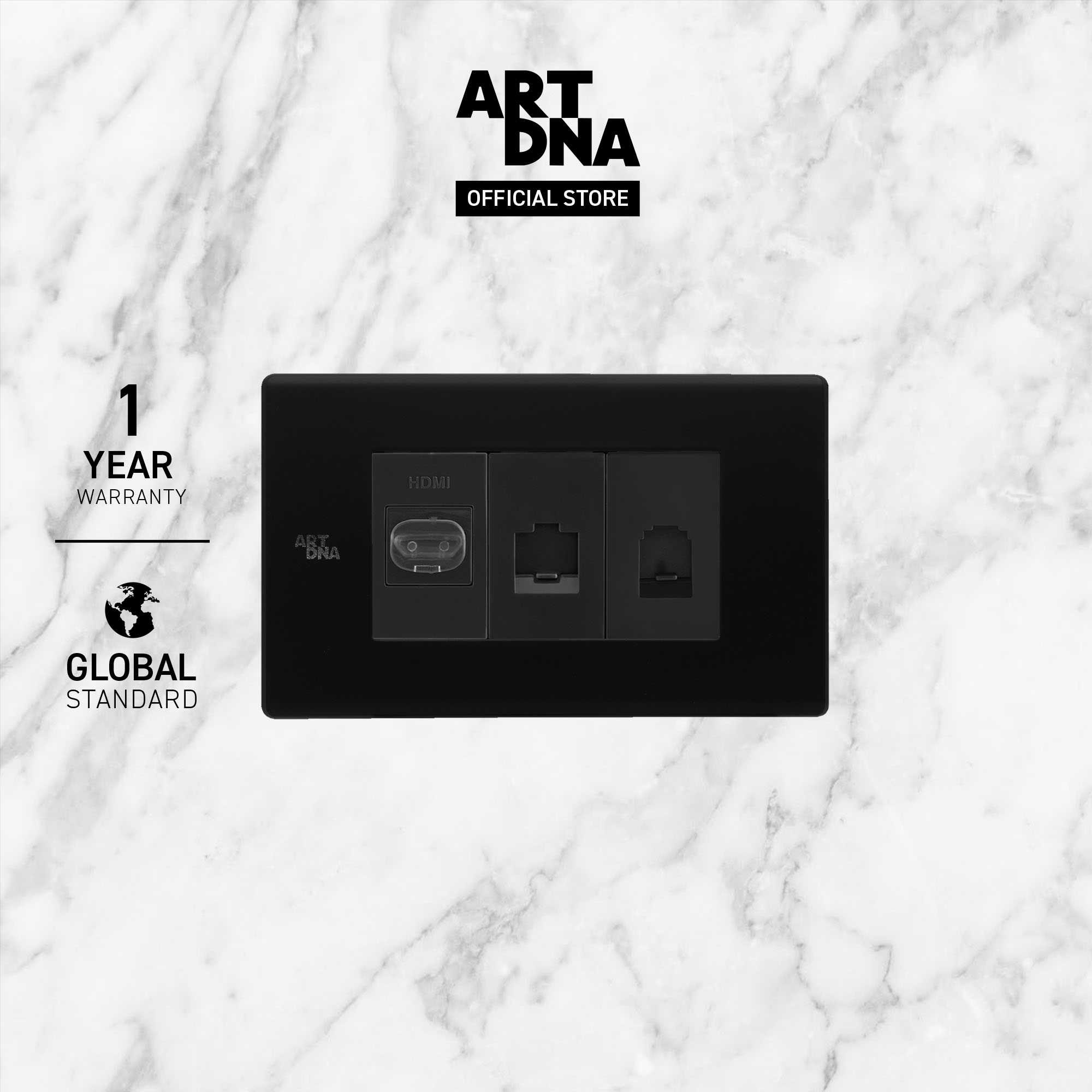 ART DNA รุ่น C3 HDMI+Computer CAT6+Telephone Socket Size S สีดำ สวิตซ์ไฟโมเดิร์น สวิตซ์ไฟสวยๆ