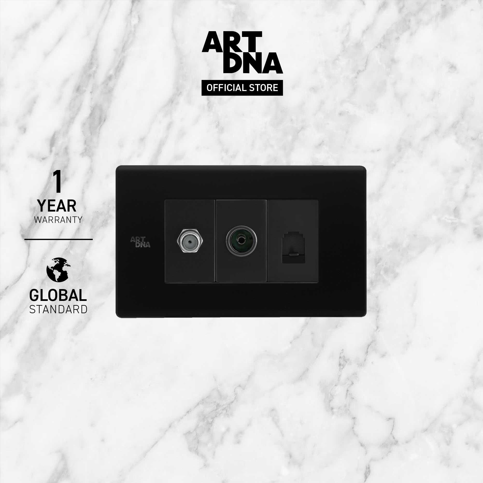 ART DNA รุ่น C3 Satellite+TV+Telephone สีดำ ปลั๊กไฟโมเดิร์น ปลั๊กไฟสวยๆ สวิทซ์สวยๆ switch design