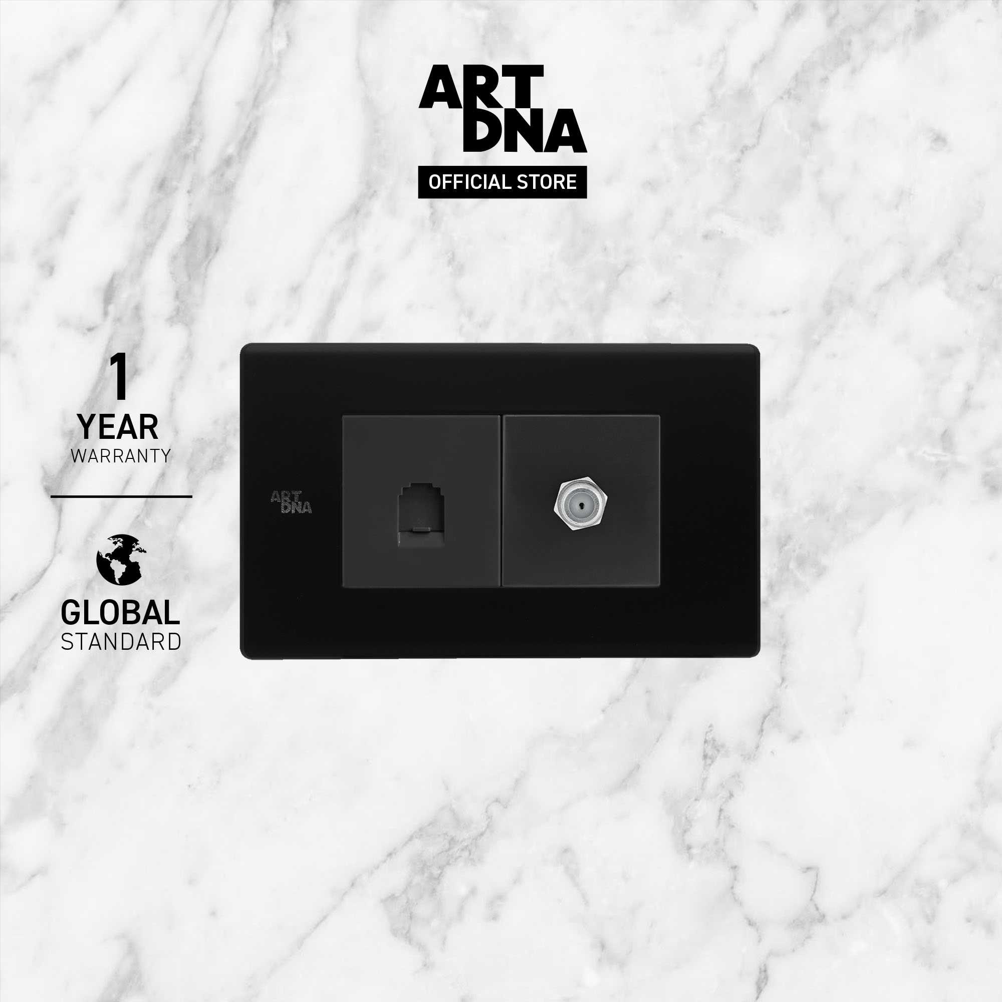 ART DNA รุ่น C3 Satellite+Telephone สีดำ ปลั๊กไฟโมเดิร์น ปลั๊กไฟสวยๆ สวิทซ์สวยๆ switch design