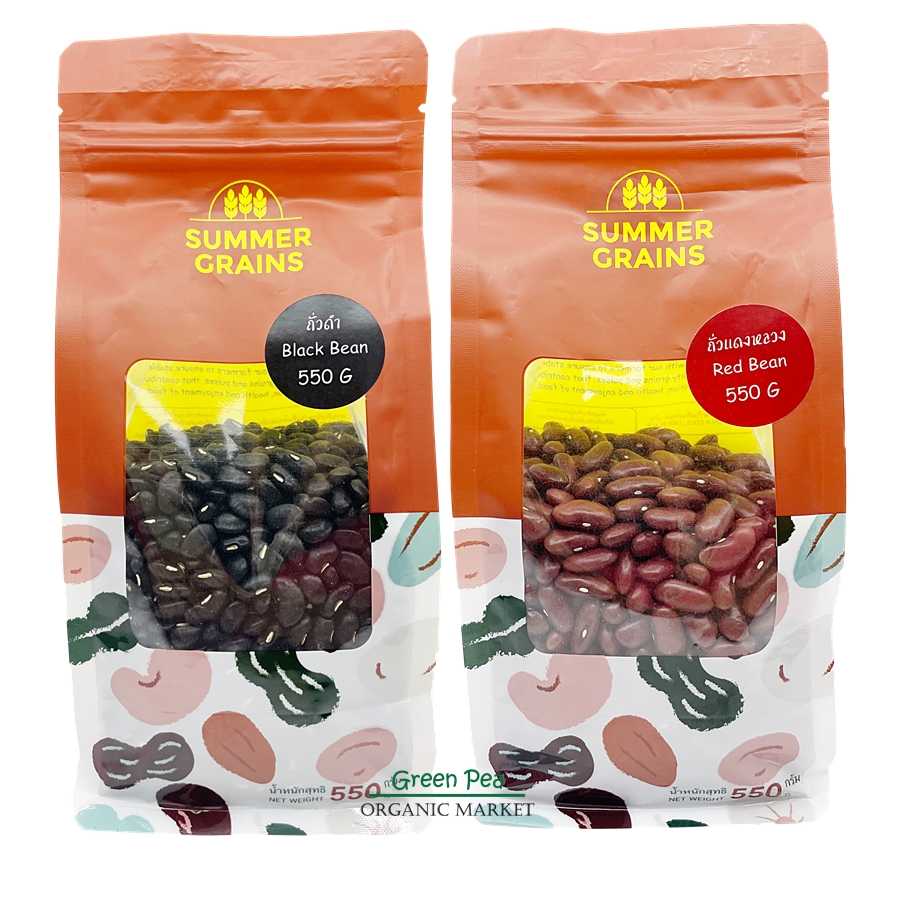 เมล็ด  ถั่วดำ / ถั่วแดง 550g. Summer Grains  เมล็ดถั่ว NON-GMO อาหารยอดฮิต