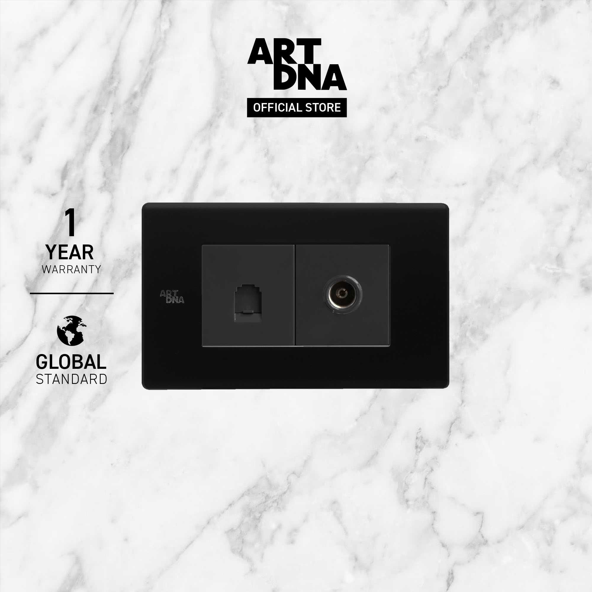 ART DNA รุ่น C3 TV+Telephone สีดำ ปลั๊กไฟโมเดิร์น ปลั๊กไฟสวยๆ สวิทซ์สวยๆ switch design