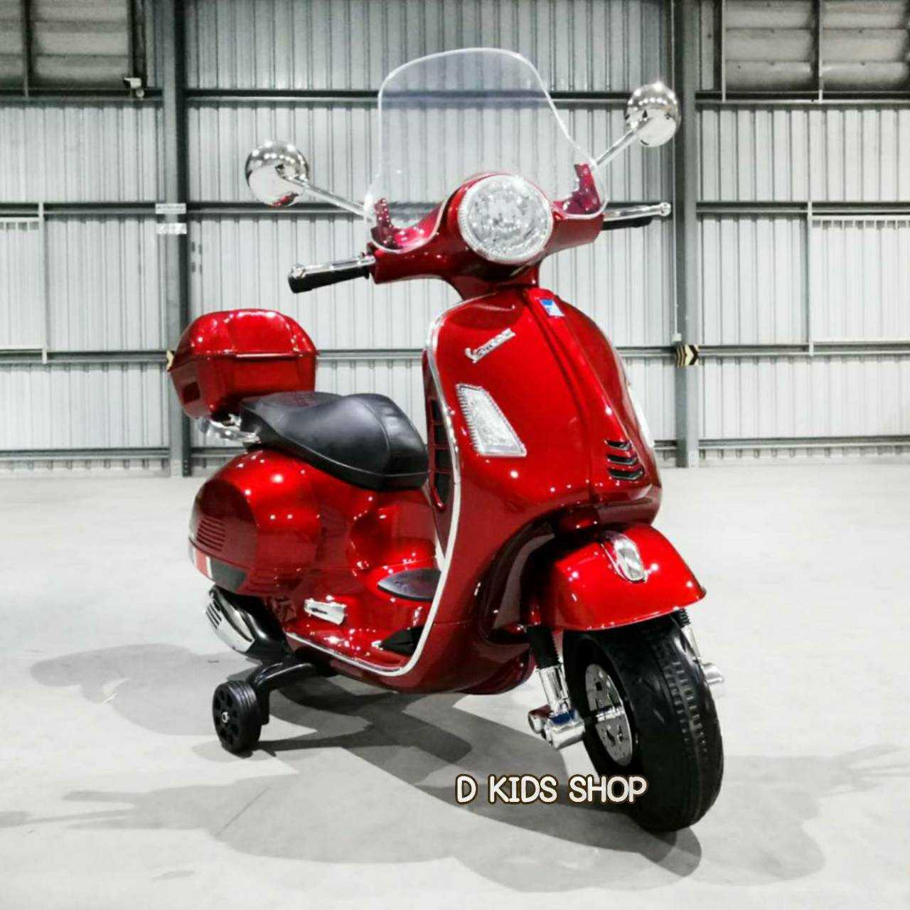 รถมอเตอร์ไซค์เด็กเวสป้า รถเด็ก รถแบตเตอรี่เด็ก รถไฟฟ้าเด็ก  เวสป้า (Vespa Battery) รุ่นใหม่ สีอบเงา