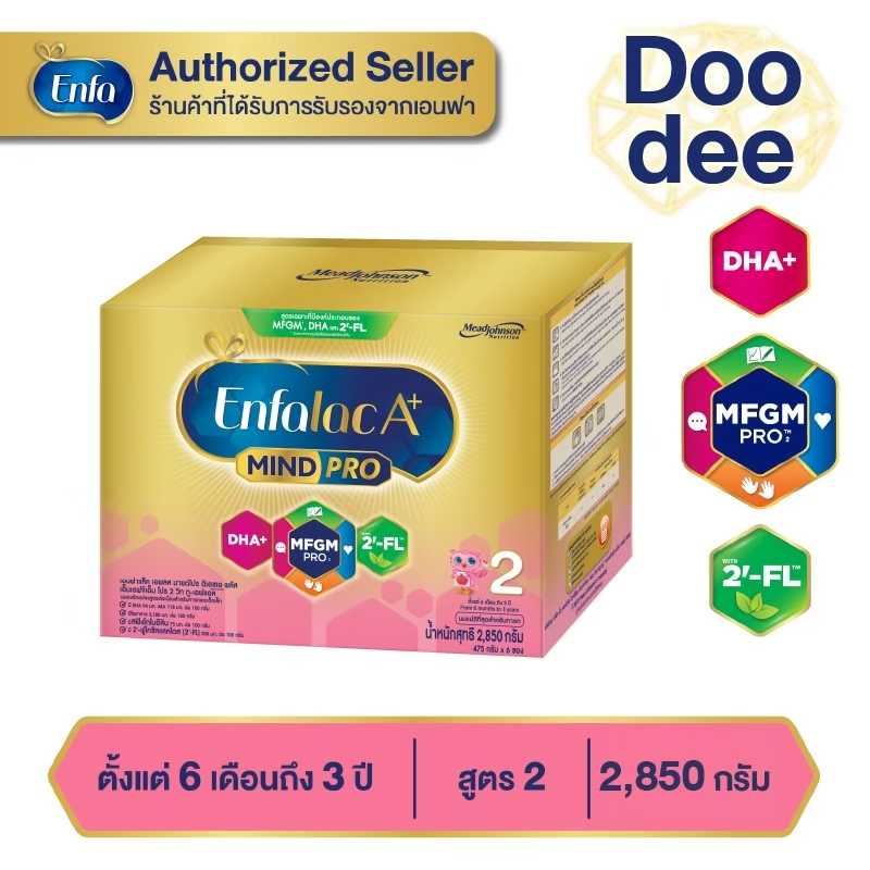 Enfalac A+ MINDPRO นมผง เอนฟาแลค เอพลัส มายด์โปร สูตร 2 ขนาด 2850 กรัม 1 กล่อง