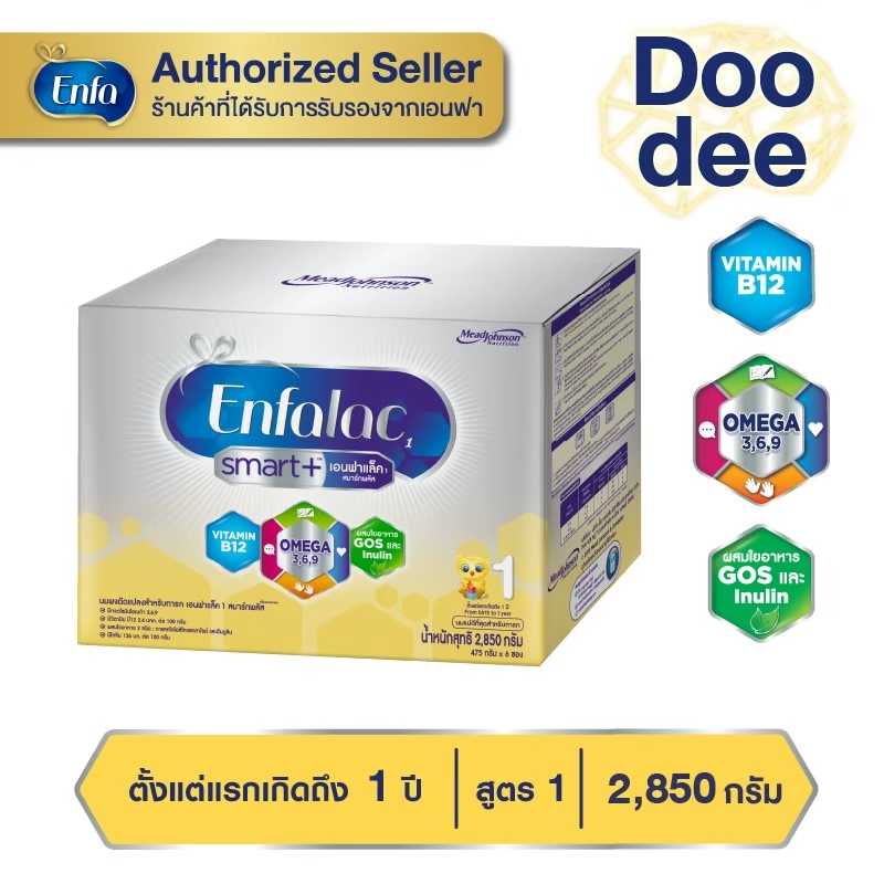 Enfalac Smaart+ นมผง เอนฟาแลค สมาร์ทพลัส สูตร 1 ขนาด 2850 กรัม 1 กล่อง