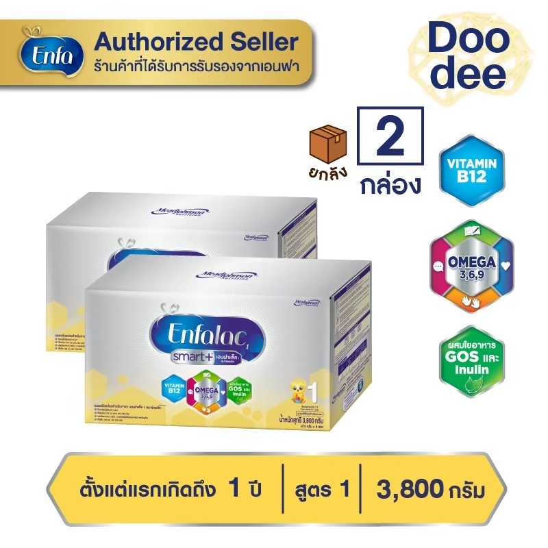 (ขายยกลัง 2 กล่อง)Enfalac Smart+ นมผง เอนฟาแลค สมาร์ทพลัส สูตร 1 ขนาด 3800 กรัม X 2 กล่อง
