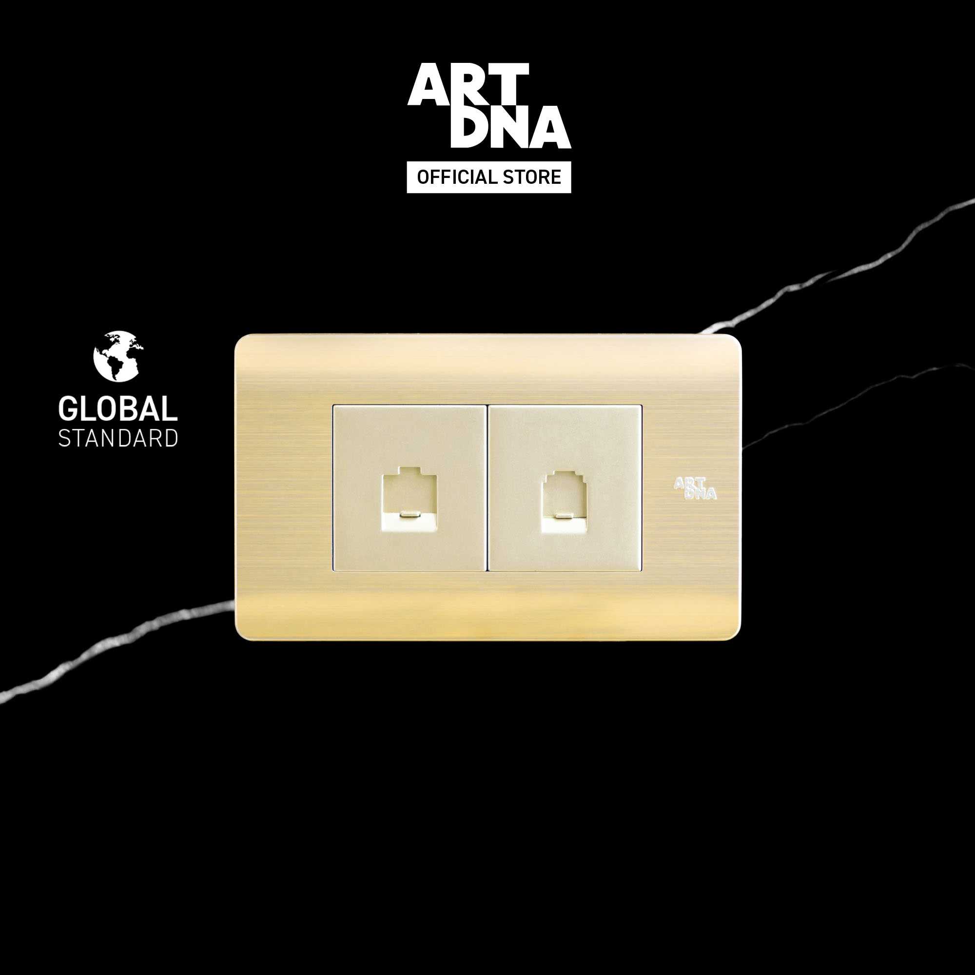 ART DNA รุ่น A85 Computer+Telephone Socket Size M สีทอง สวิตซ์ไฟโมเดิร์น สวิตซ์ไฟสวยๆ ปลั๊กไฟสวยๆ
