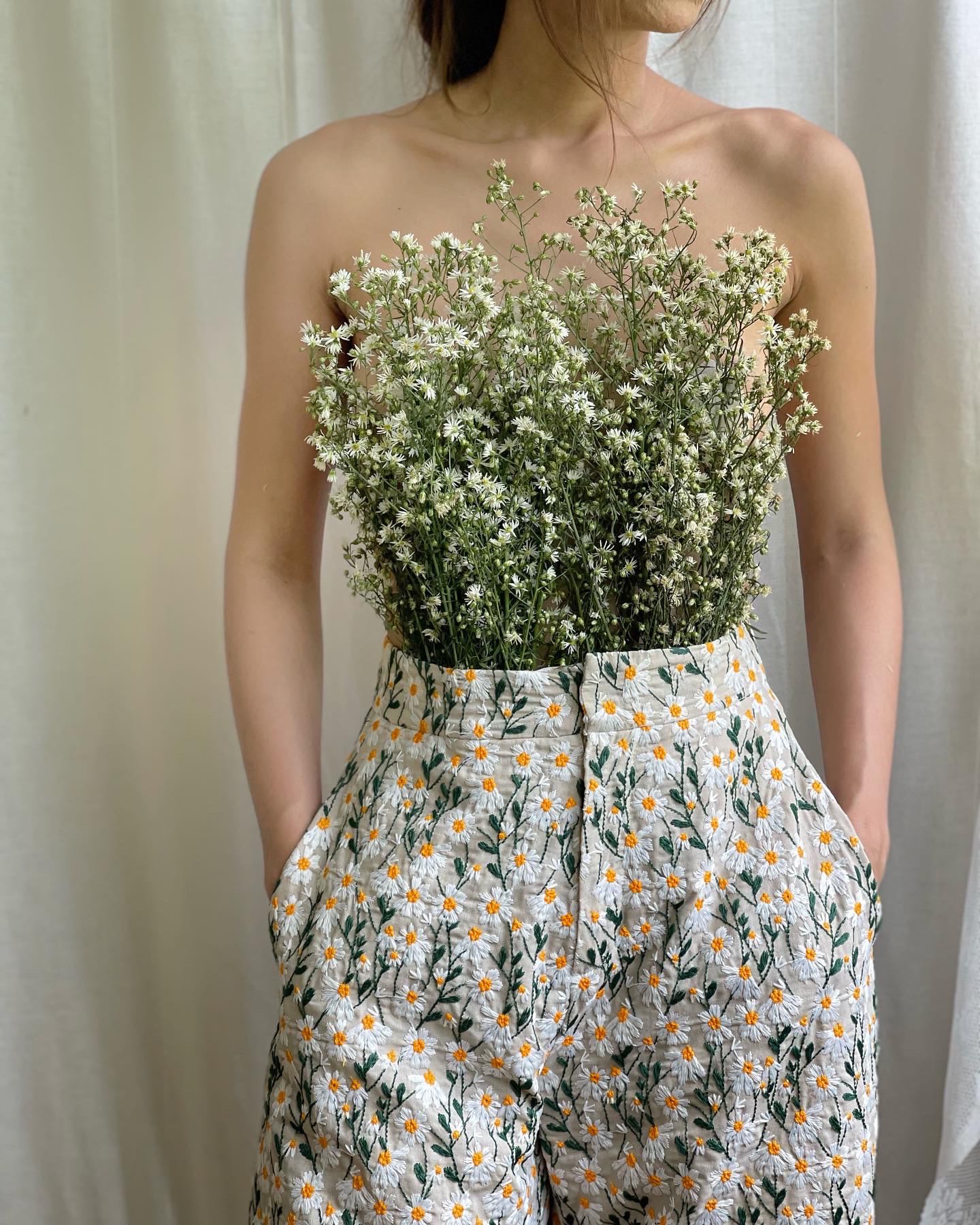 Long Pant daisy cream (ขายาว)