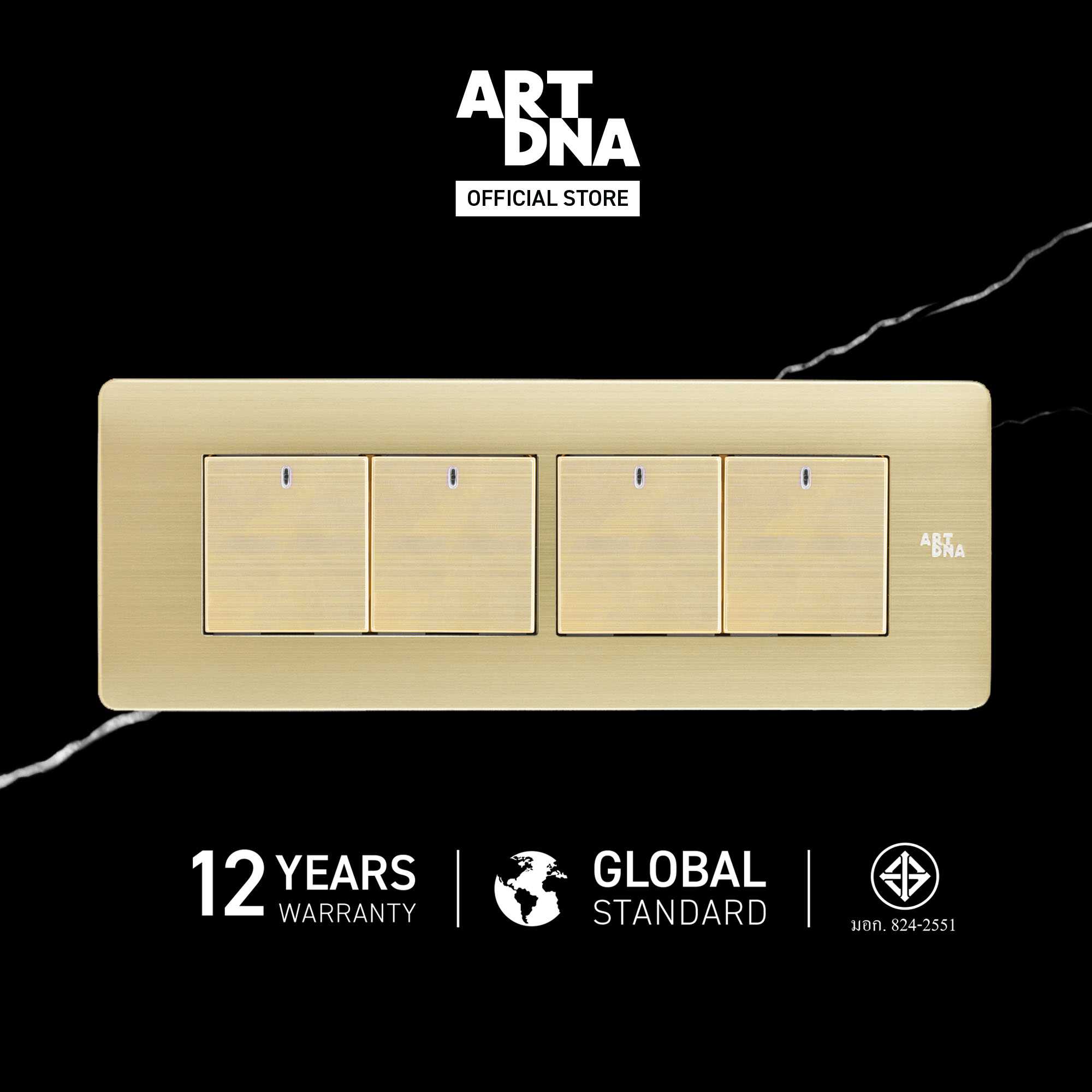 ART DNA รุ่น A85 Switch LED 4 Gang Size M สีทอง ขนาด 2x6 design switch สวิตซ์ไฟโมเดิร์น สวิตซ์ไฟสวยๆ