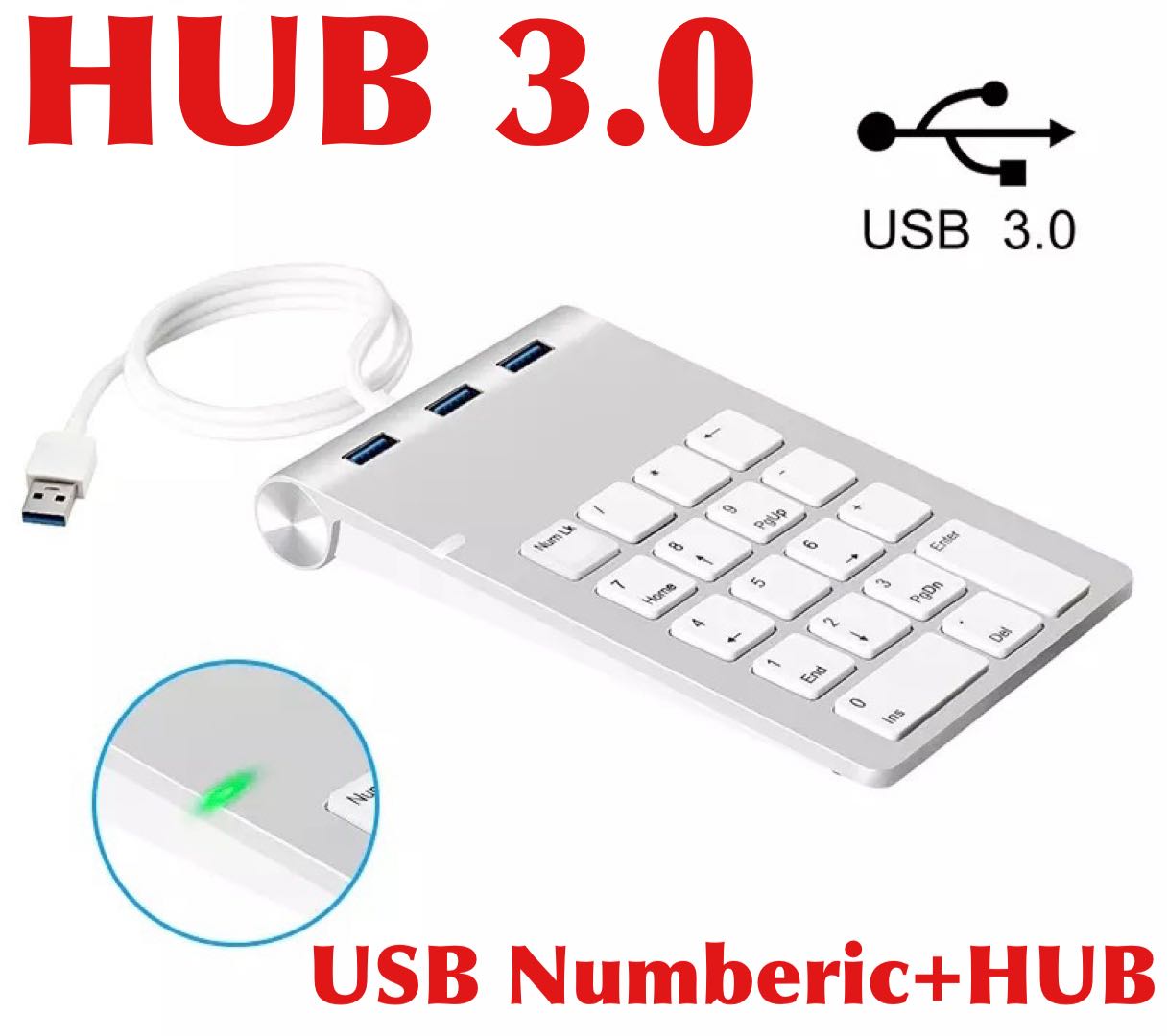  คีย์บอร์ด USB แป้นพิมพ์ตัวเลข18ปุ่ม Mini USB 2.0ฮับสำหรับแป้นพิมพ์ดิจิตอล Pad Compute PC แล็ปท็อป