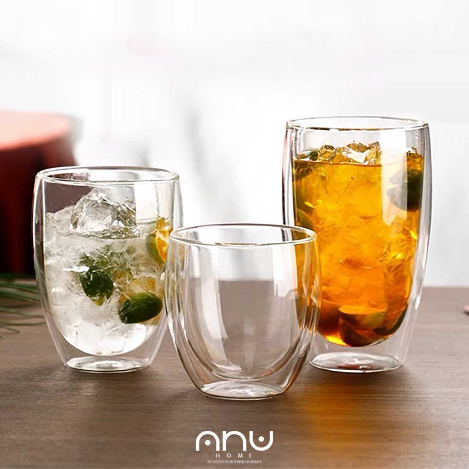 |Double Clear glass| แก้วดื่มสองชั้น กันความร้อนเย็นขณะจับ ตัวแก้วเนื้อหนามีนำ้หนัก ทนความร้อน