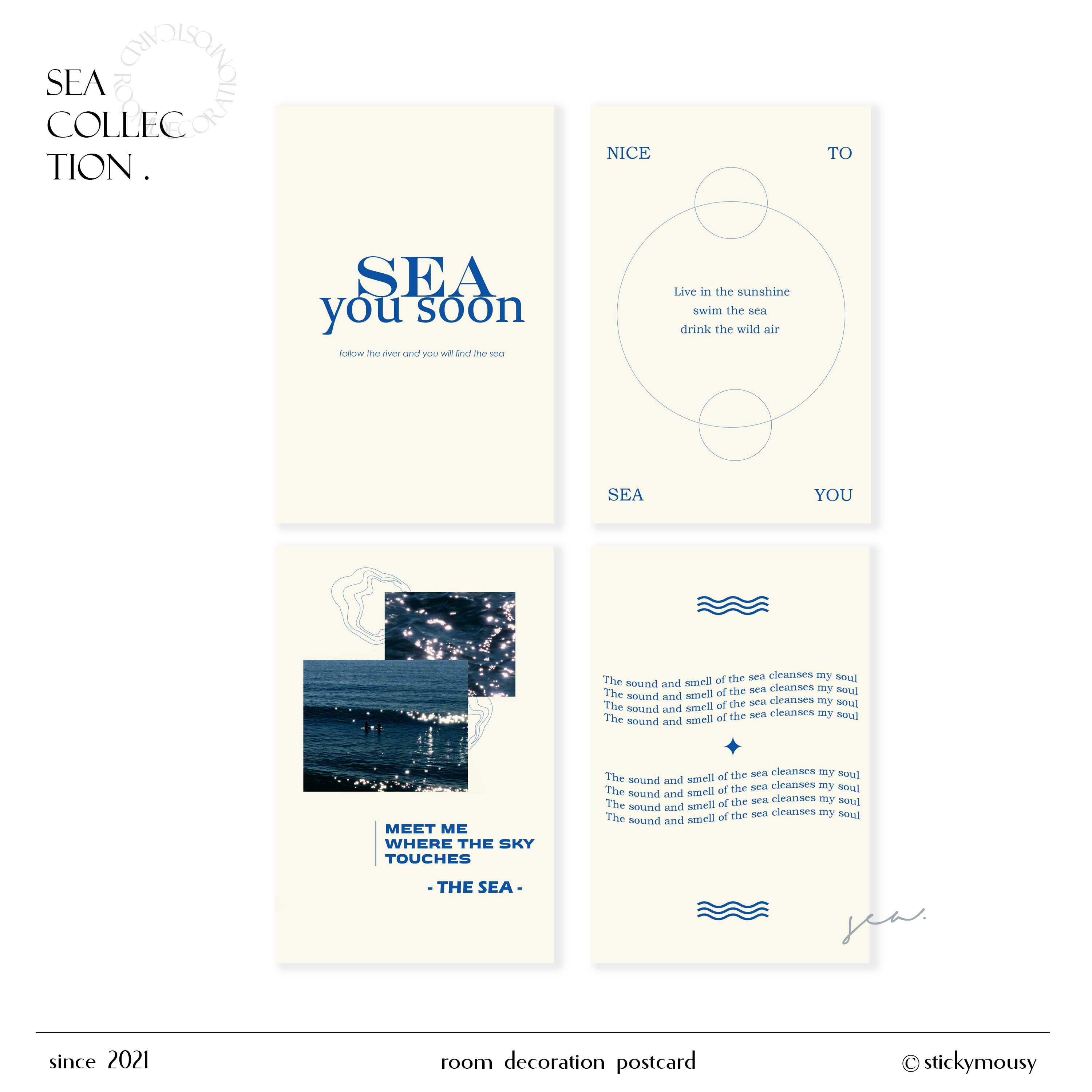 stickymousy - sea collection postcard set
