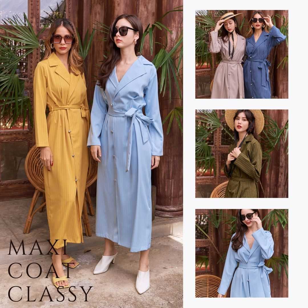 Maxi Coat Classy stripes ผ้าValentino