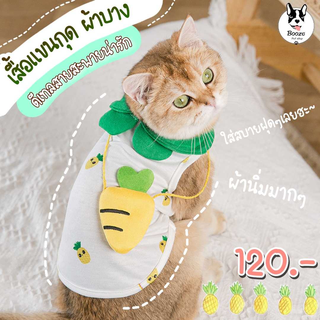 เสื้อแมว เสื้อหมา เสื้อแขนกุดมีดีเทลสายสะพายน่ารัก กระเป๋าเปิดได้