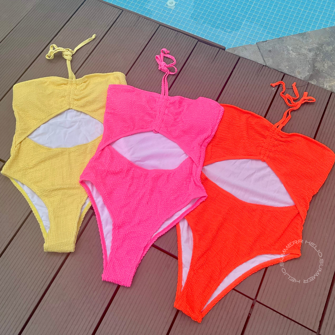 Hot Dog 🌭 Drawstring Textured Onepiece