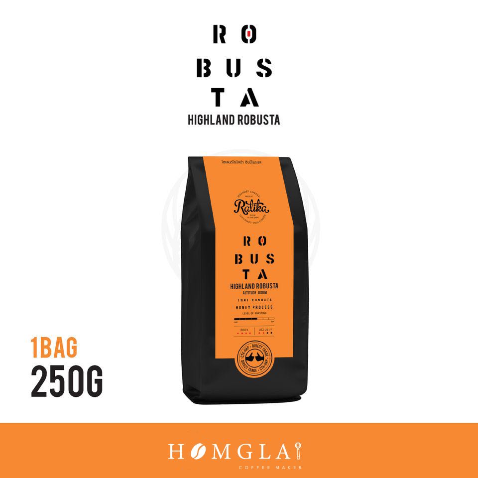 Highland Robusta Honey Process(โรบัสต้า คั่วกลาง) 250g.