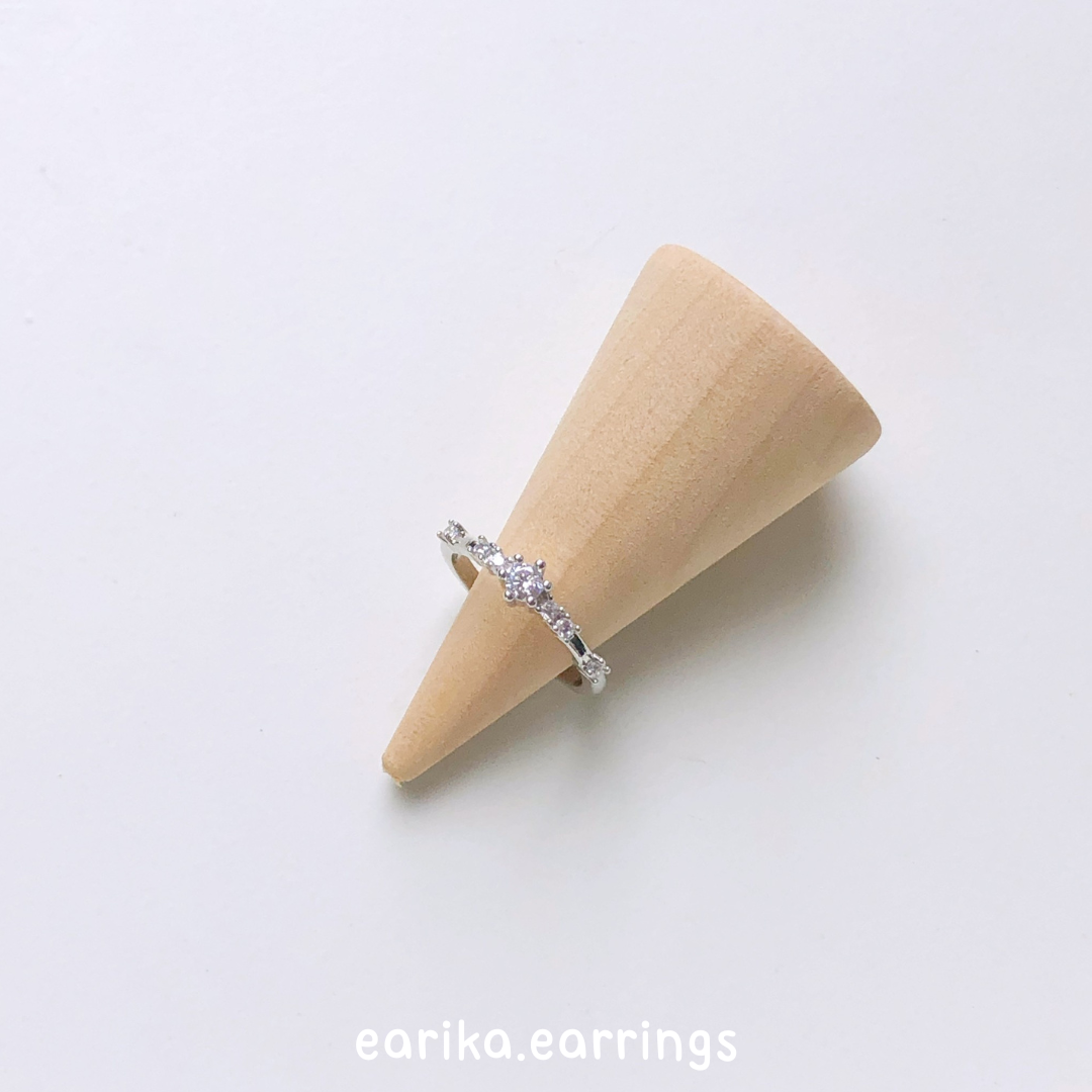 earika.earrings - jasmine ring แหวนจี้เพชรเงินแท้เหมาะสำหรับขนาดนิ้วเล็ก ฟรีไซส์ปรับขนาดได้