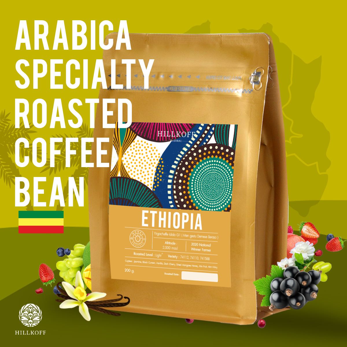 Ethiopia Arabica Specialty Roasted Honey Process : เมล็ดกาแฟคั่ว อราบิก้าสเปเชียลตี้ เอธิโอเปีย