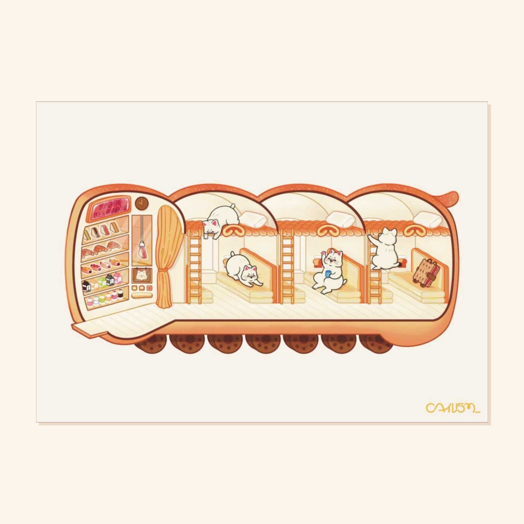 A6 POSTCARD - WHITE BREAD BUS (Interior)