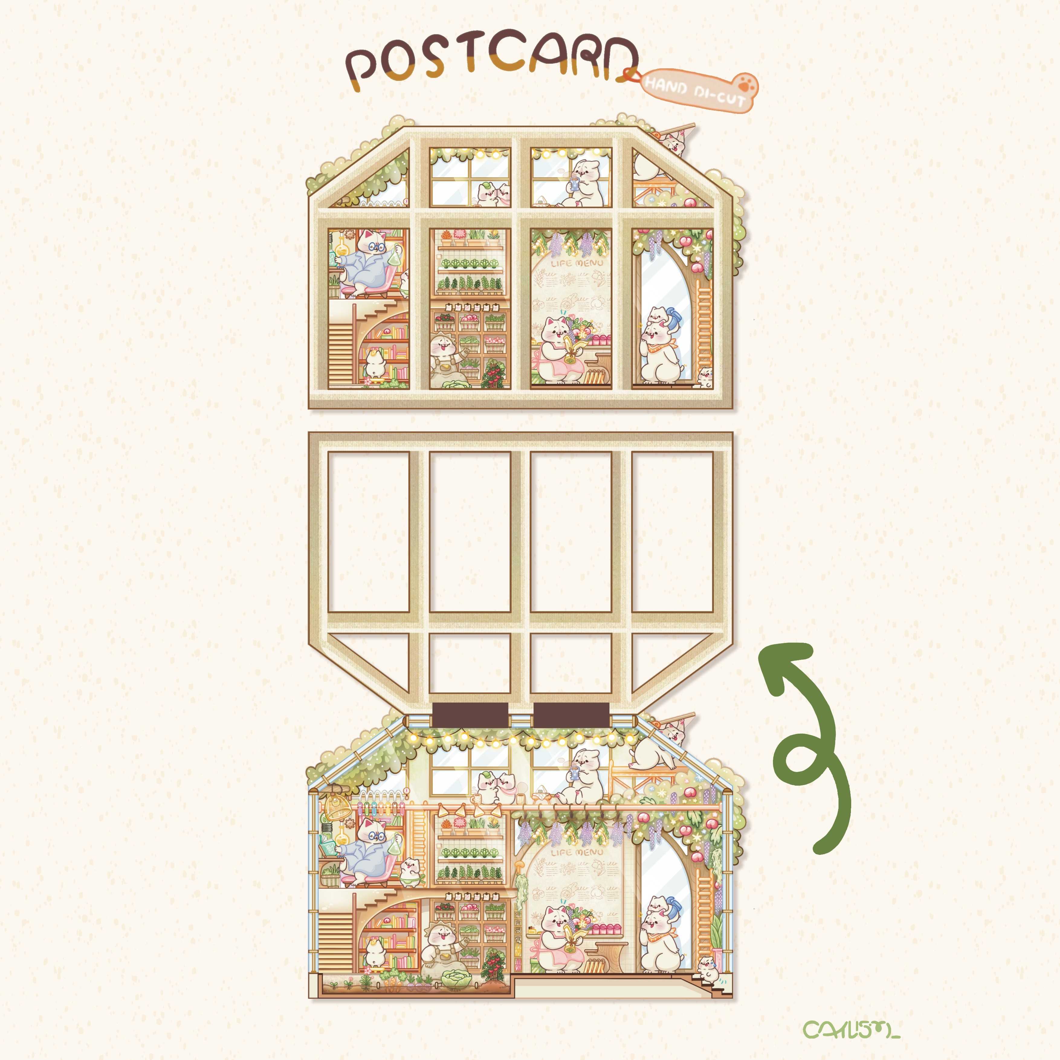 (PRE-ORDER)  HAND DI-CUT POSTCARD - GLASSHOUSE