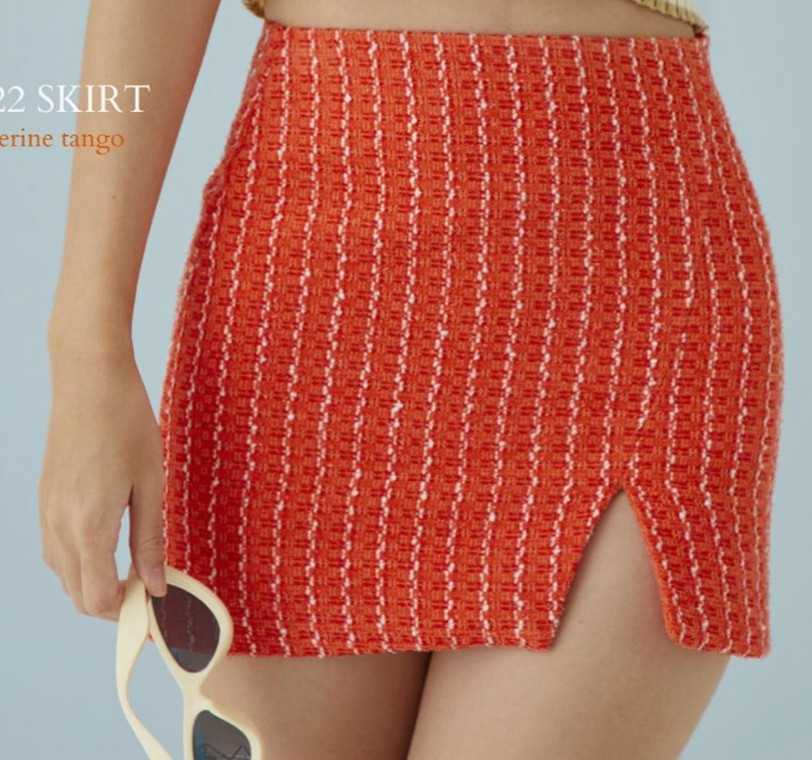 #veteka กะโปรงผ้าทวิต สี tangerine