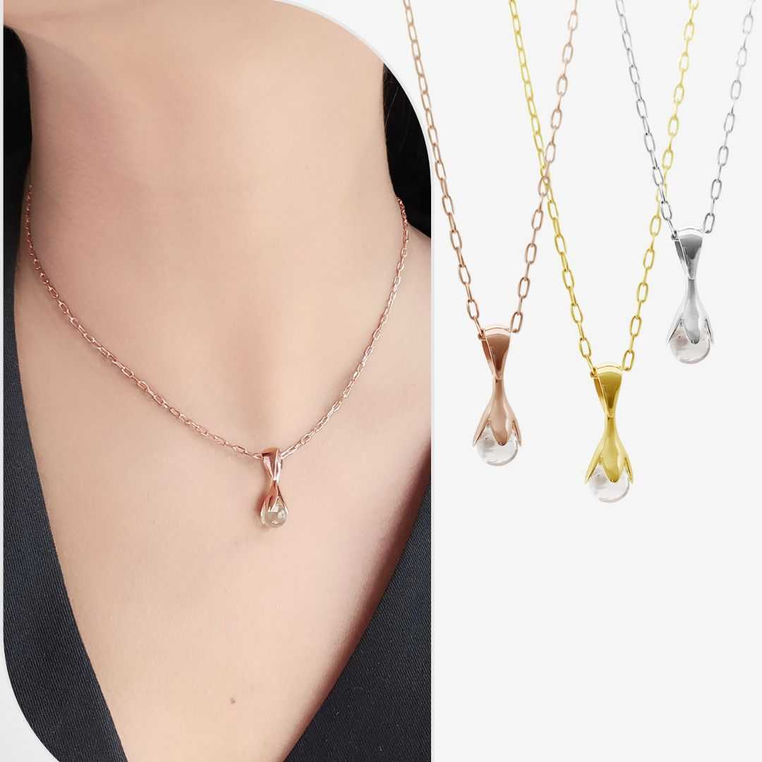 สร้อยคอ หยดน้ำค้า Tiny Dew Necklace Pendant, Quartz