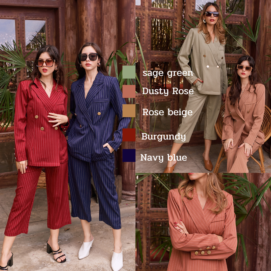 Boyish Set Tailor Classy Stripes ชุดเซ็ทสูทValentino 5สี