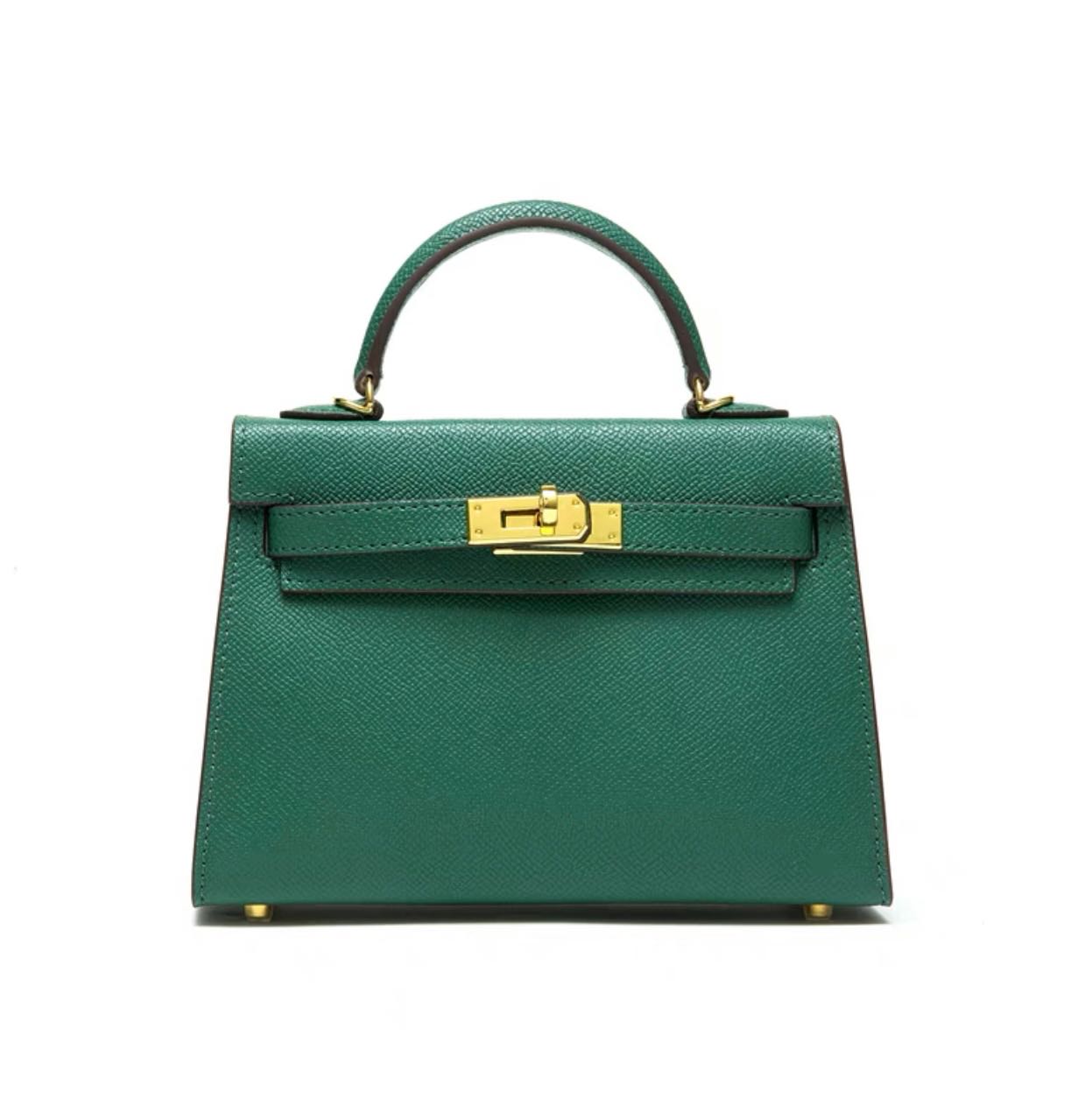 (Pre-order)หนังแท้100% 💼กระเป๋าสะพายทรง Kelly Mini สี Menthe