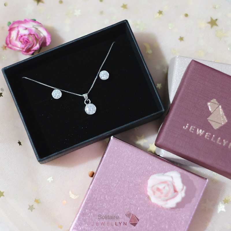 SET Solitaire Pendant and Earrings