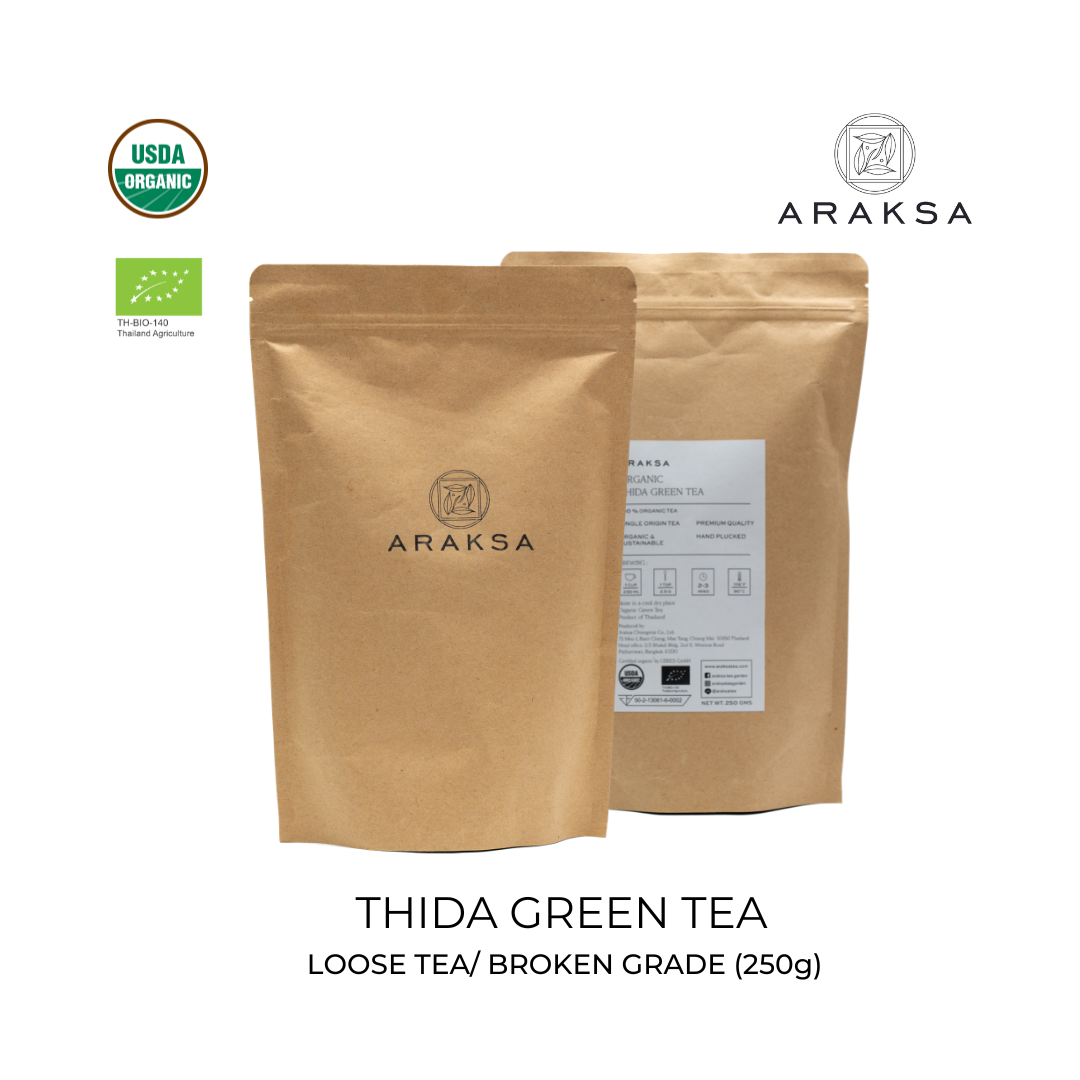 Thida Green Tea/ Broken Grade : big pack 250 g ชาเขียวออร์แกนิค แบบบรรจุถุง 250กรัม